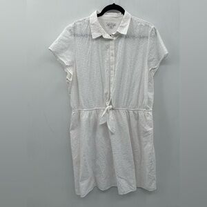 J CREW EYELETTE plus size white front tie dress.  2X